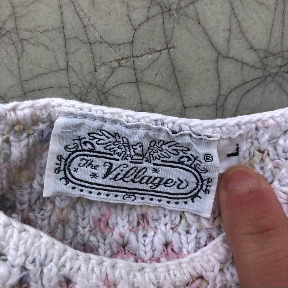 SOLD Vintage 90s The Villager White & Rainbow Knit Tank Top Sweater, Y2K - Picture 4 of 7